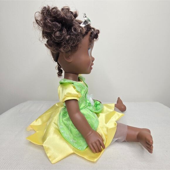DISNEY Posable 15in Princess Tiana Doll with Crown in Green and Yellow Dress - Picture 8 of 10
